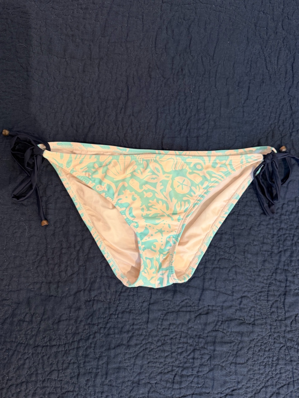 Vineyard Vines Women's Aqua Shell Print Tie-Side Bikini Bottom